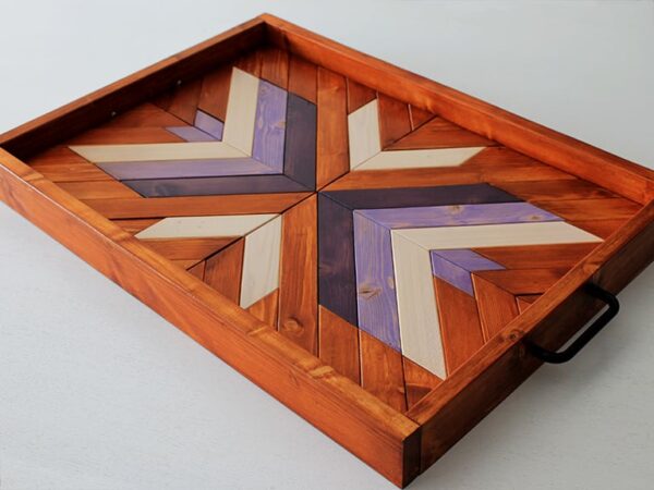 bandeja de madera geometrica